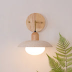 Travertine Wall Light – G9 – Mid Century – Travertine & Wood