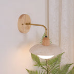 Travertine Wall Light – G9 – Mid Century – Travertine & Wood