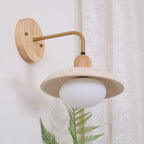 Travertine Wall Light – G9 – Mid Century – Travertine & Wood