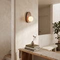Walnut Wood Wall Light in a staircase landing with limewashed walls