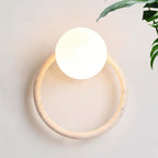 Wing Travertine Wall Light – G9 – Travertine, Walnut & Glass