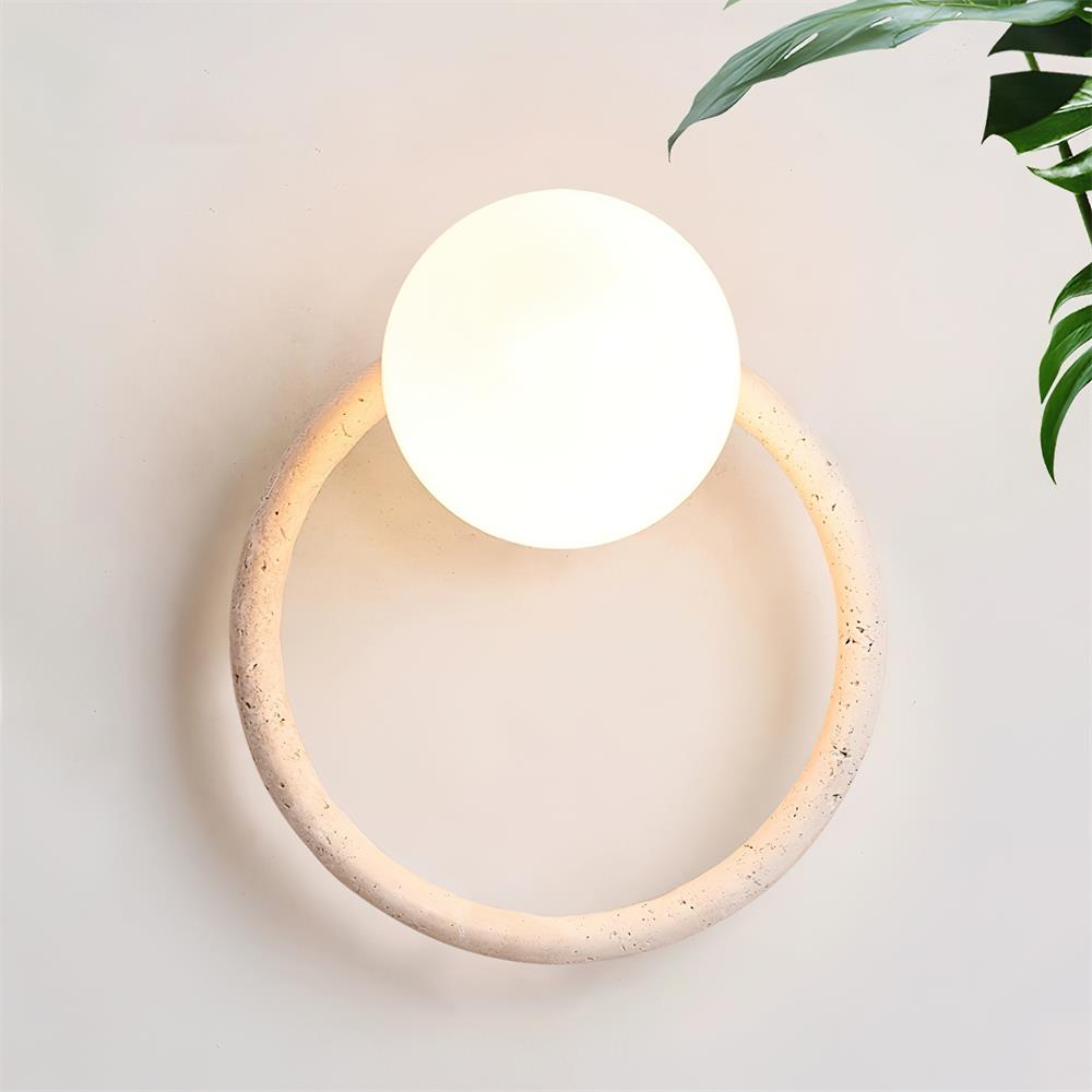 Wing Travertine Wall Light – G9 – Travertine, Walnut & Glass