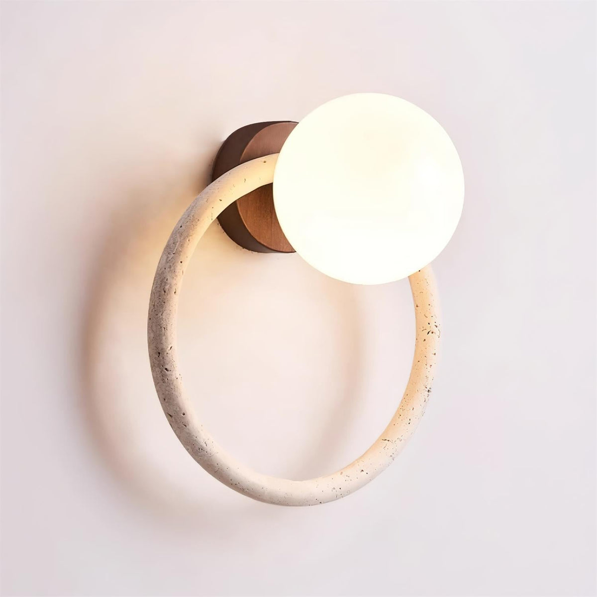 Wing Travertine Wall Light – G9 – Travertine, Walnut & Glass