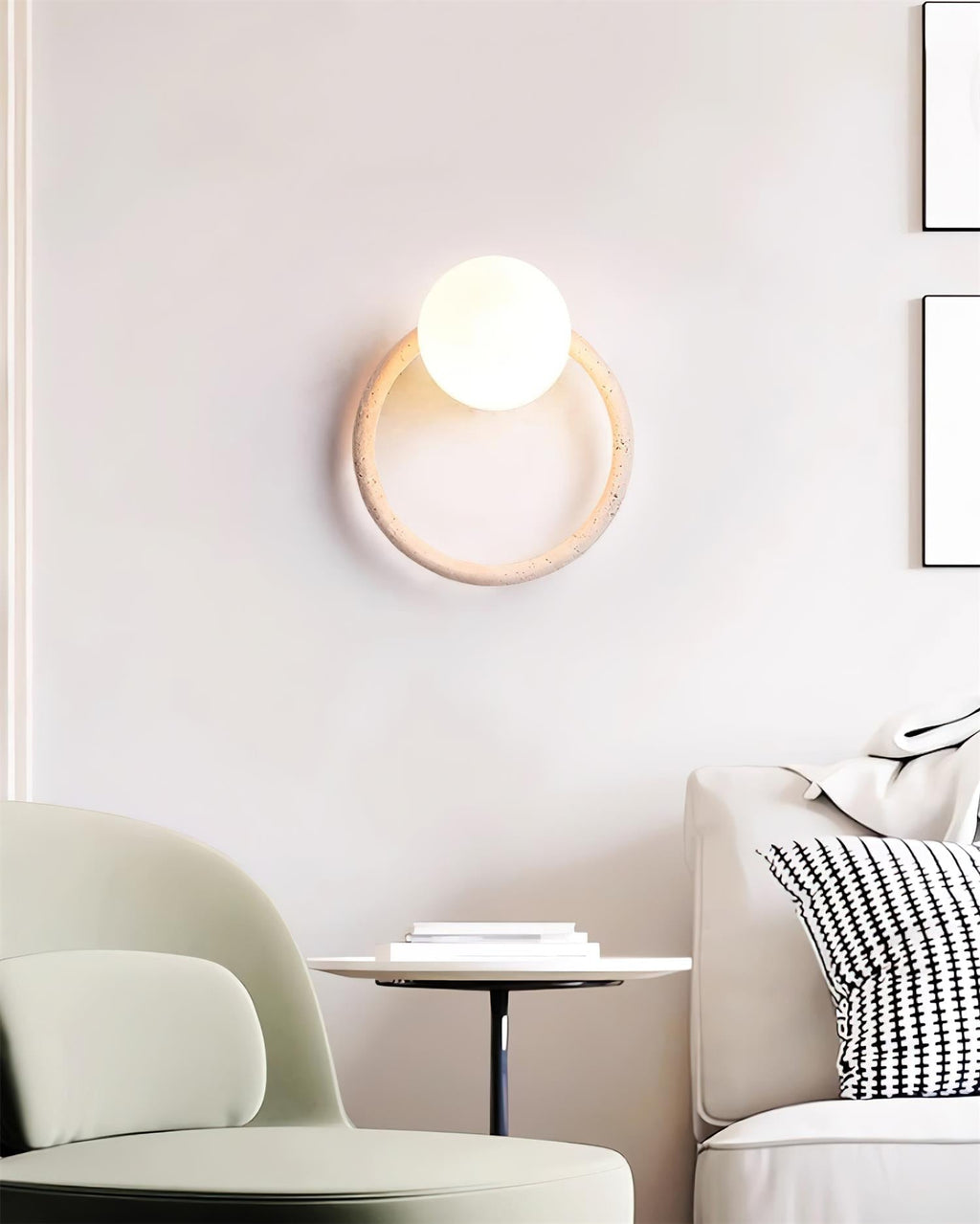 Wing Travertine Wall Light – G9 – Travertine, Walnut & Glass