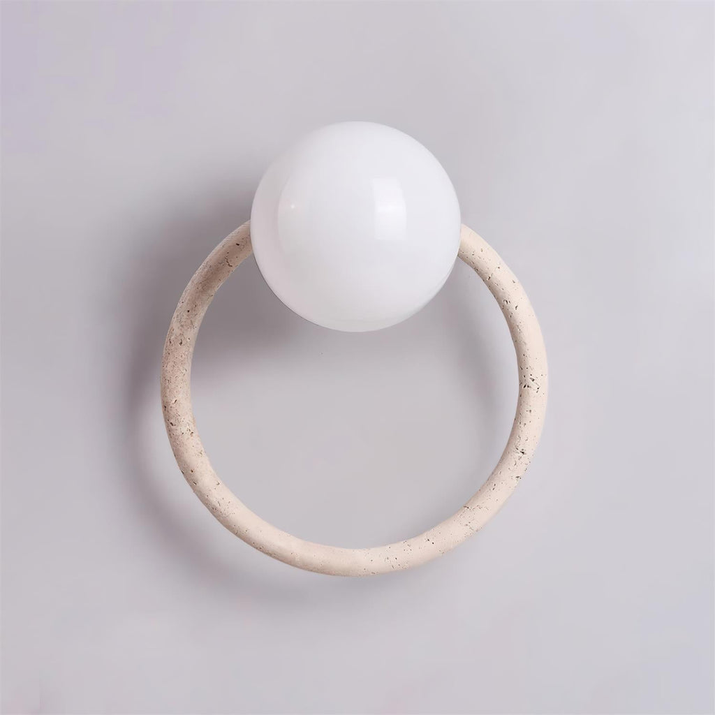Wing Travertine Wall Light – G9 – Travertine, Walnut & Glass