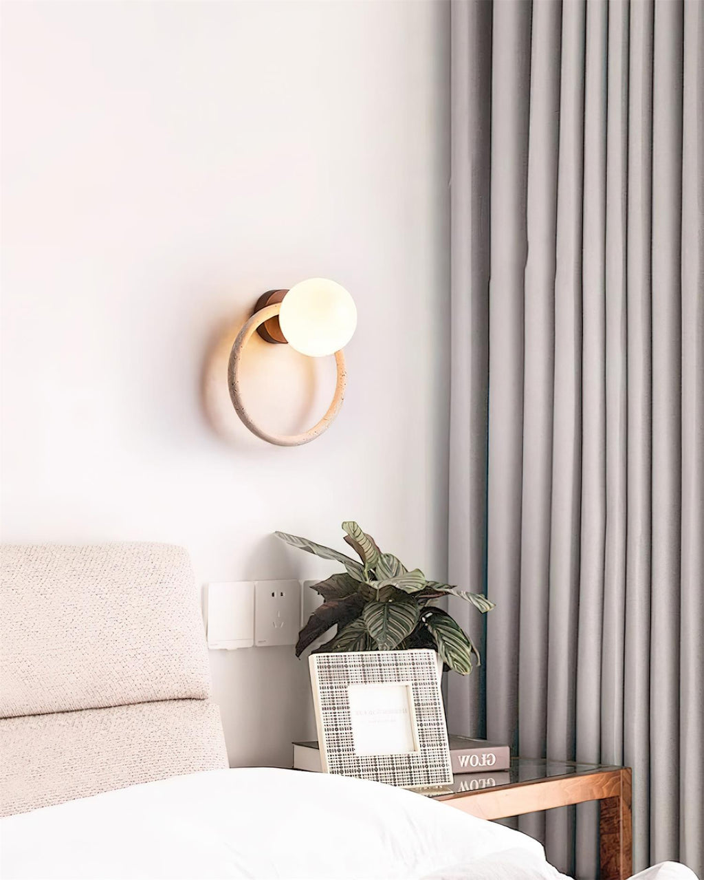 Wing Travertine Wall Light – G9 – Travertine, Walnut & Glass
