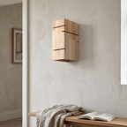 Solid Wood Bedside Wall Light detail in daylight - Muto
