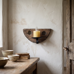 Wooden Candle Wall Light Semicircle detail in daylight - Epoch