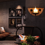 Wooden Candle Wall Light – E14 – Rustic – Pine & Metal – Natural Pine