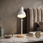 Wooden Desk Lamp – E27 – Scandinavian – Rubberwood & Metal – 5 Colours