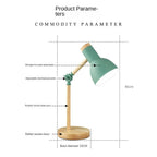 Wooden Desk Lamp – E27 – Scandinavian – Rubberwood & Metal – 5 Colours