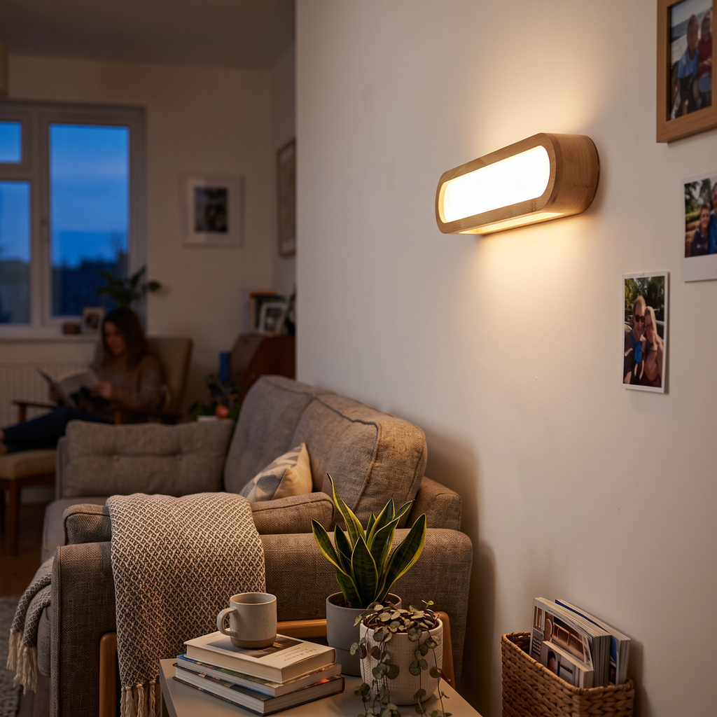 Wooden LED Wall Light Rectangular in living room - Muto