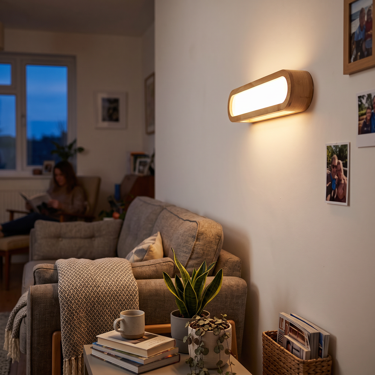 Wooden LED Wall Light Rectangular in living room - Muto