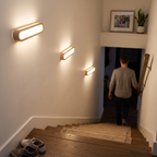 Wooden LED Wall Light Rectangular on staircase wall - Muto