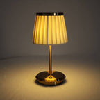 Cordless Fabric Shade Table Lamp – Minimalist – Iron & Fabric – Gold
