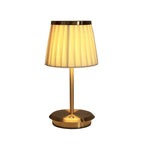Cordless Fabric Shade Table Lamp – Minimalist – Iron & Fabric – Gold