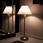 Tall Cordless Fabric Shade Table Lamp – LED – Classic – Iron & Fabric