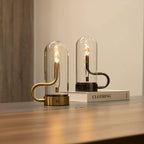 Cordless Candlestick Table Lamp – Vintage – Aluminium & Glass
