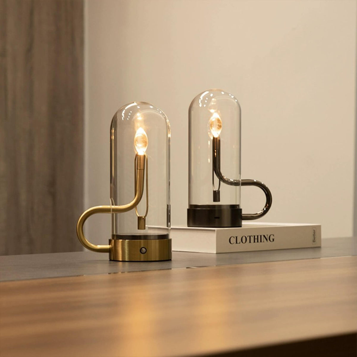Cordless Candlestick Table Lamp – Vintage – Aluminium & Glass