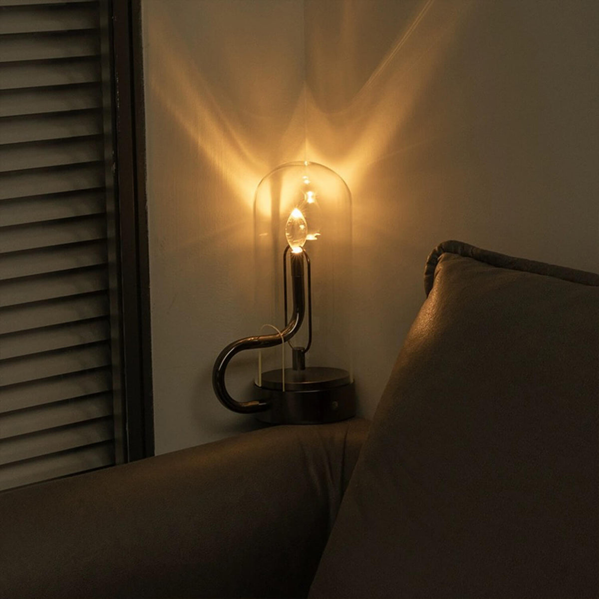 Cordless Candlestick Table Lamp – Vintage – Aluminium & Glass