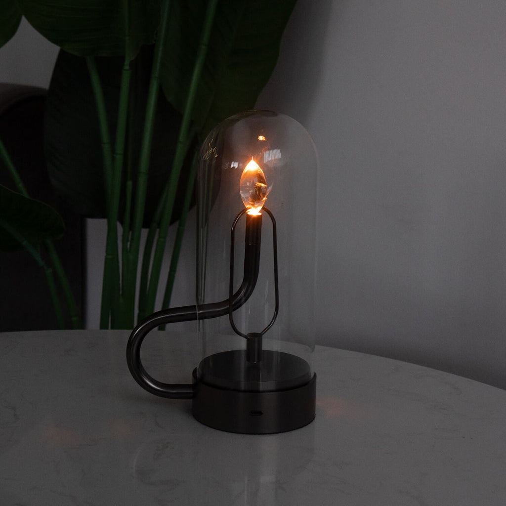 Cordless Candlestick Table Lamp – Vintage – Aluminium & Glass
