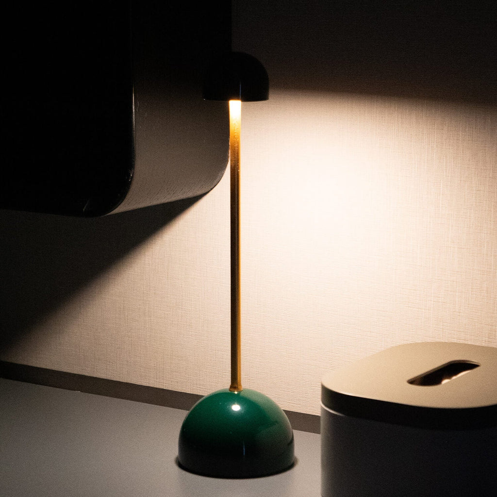 Cordless Table Lamp – LED – Classic – Aluminium – Green/Brass – 31.5cm