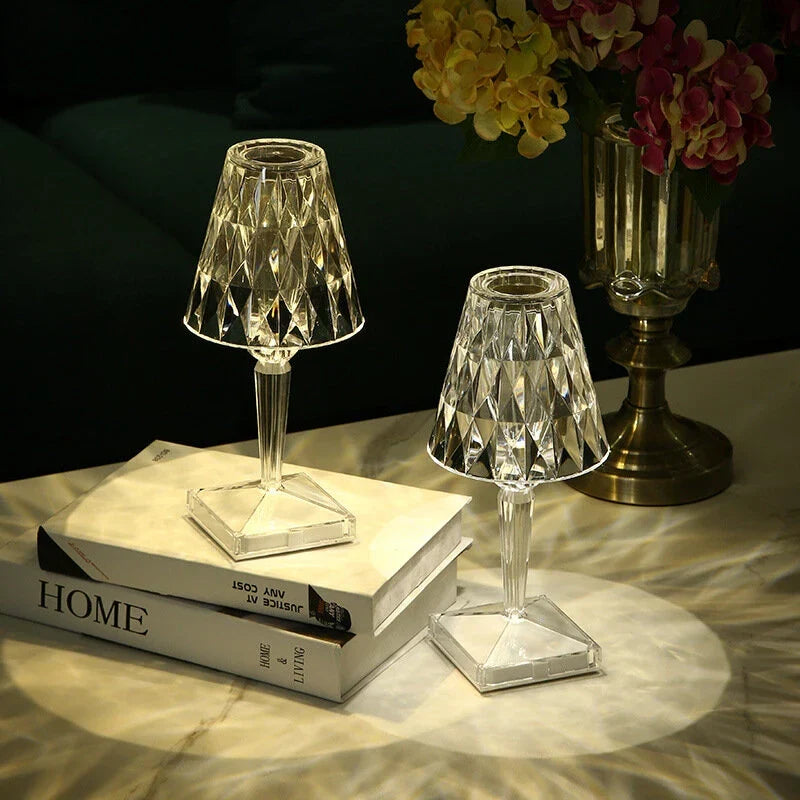 Crystal Style Cordless Table Lamp – LED – Modern Minimalist