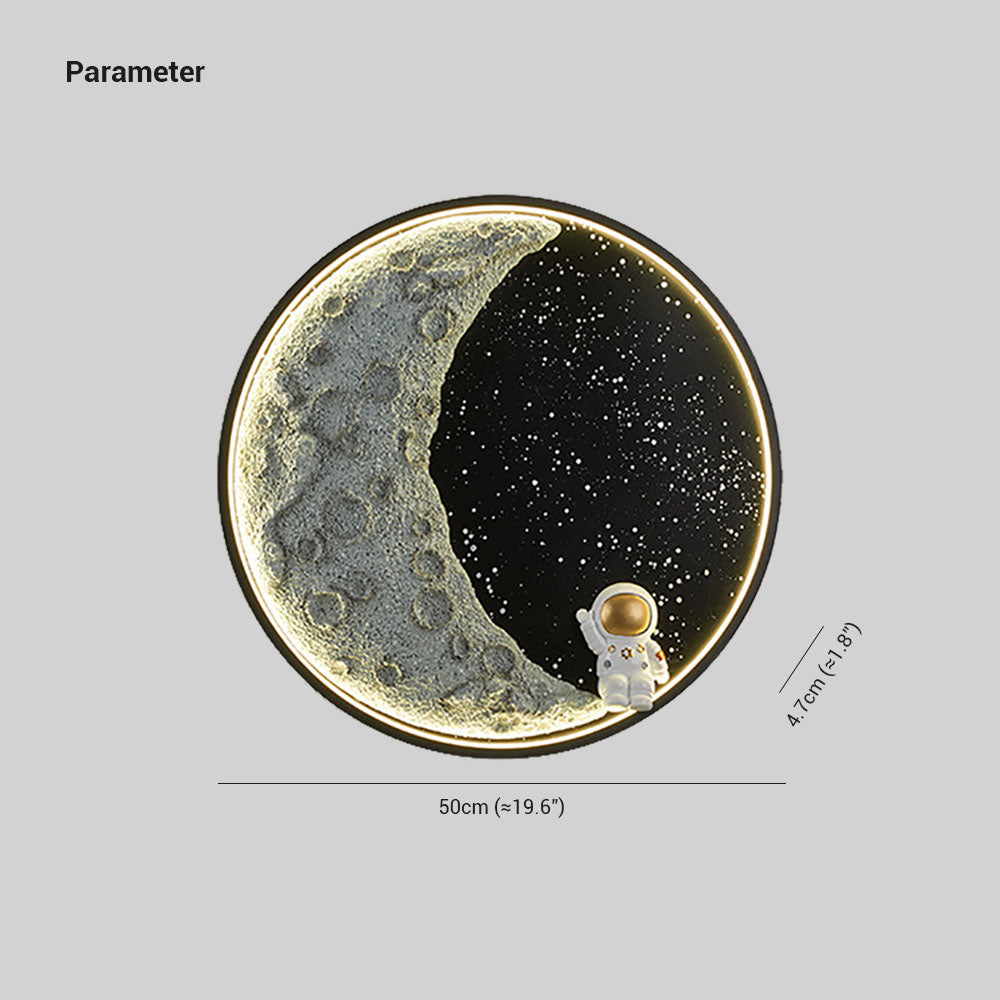 Aria wandlamp – Astronaut – Maan – Zwart metaal