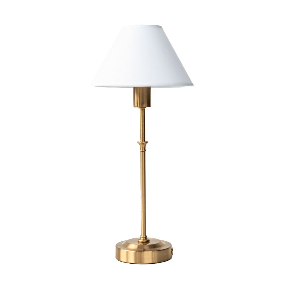 Tall Cordless Fabric Shade Table Lamp – LED – Classic – Iron & Fabric