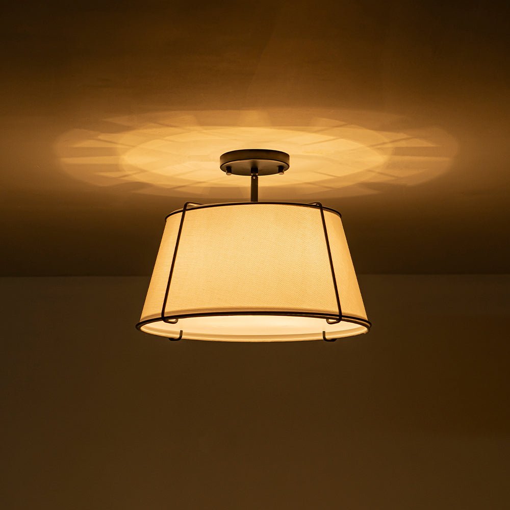 Linen Semi-Flush Ceiling Light – E12 – Contemporary – Metal & Linen