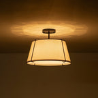 Linen Semi-Flush Ceiling Light – E12 – Contemporary – Metal & Linen