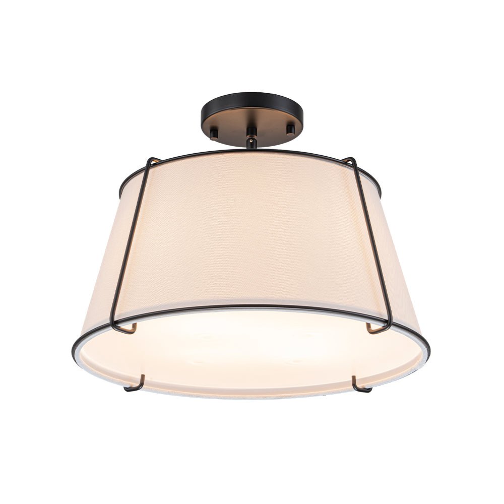 Linen Semi-Flush Ceiling Light – E12 – Contemporary – Metal & Linen