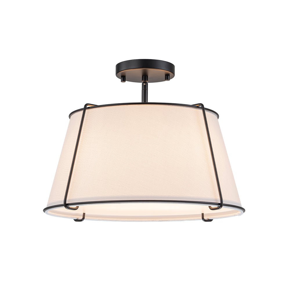 Linen Semi-Flush Ceiling Light – E12 – Contemporary – Metal & Linen