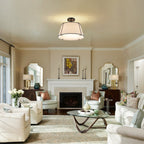 Linen Semi-Flush Ceiling Light – E12 – Contemporary – Metal & Linen