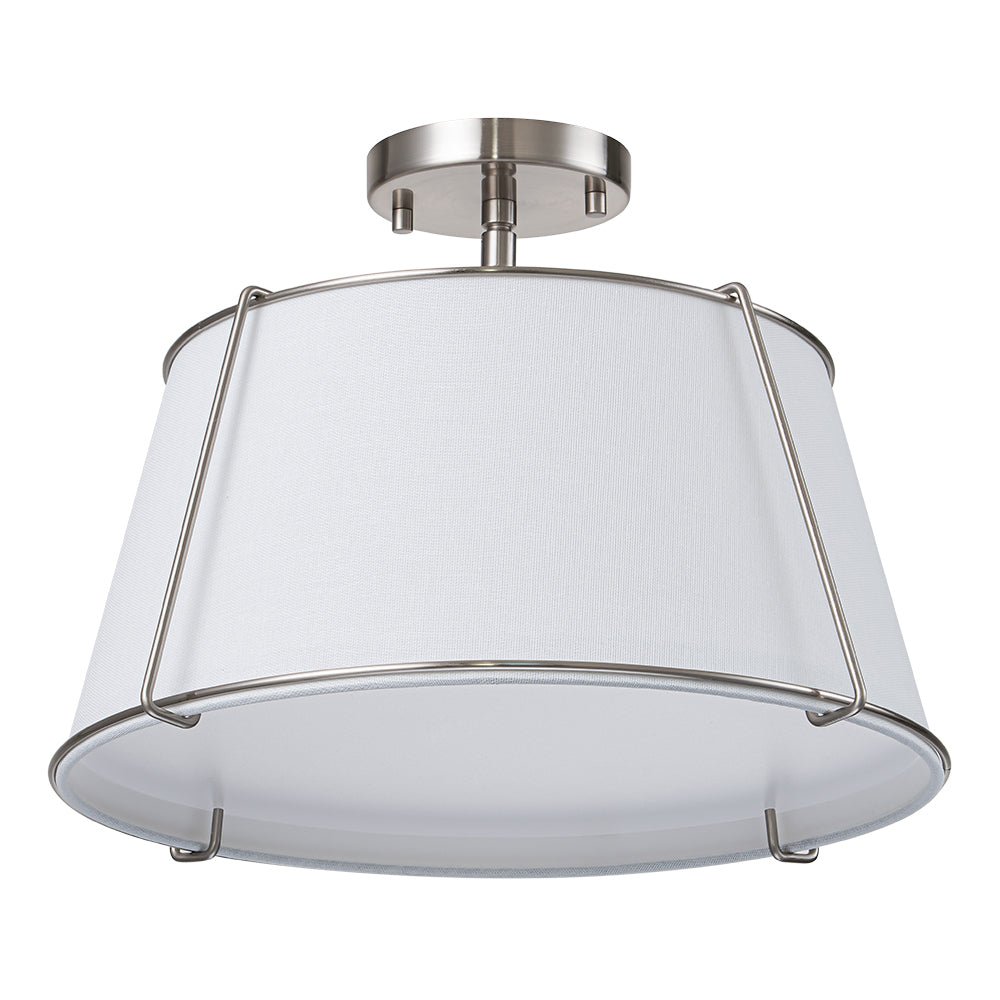 Linen Semi-Flush Ceiling Light – E12 – Contemporary – Metal & Linen