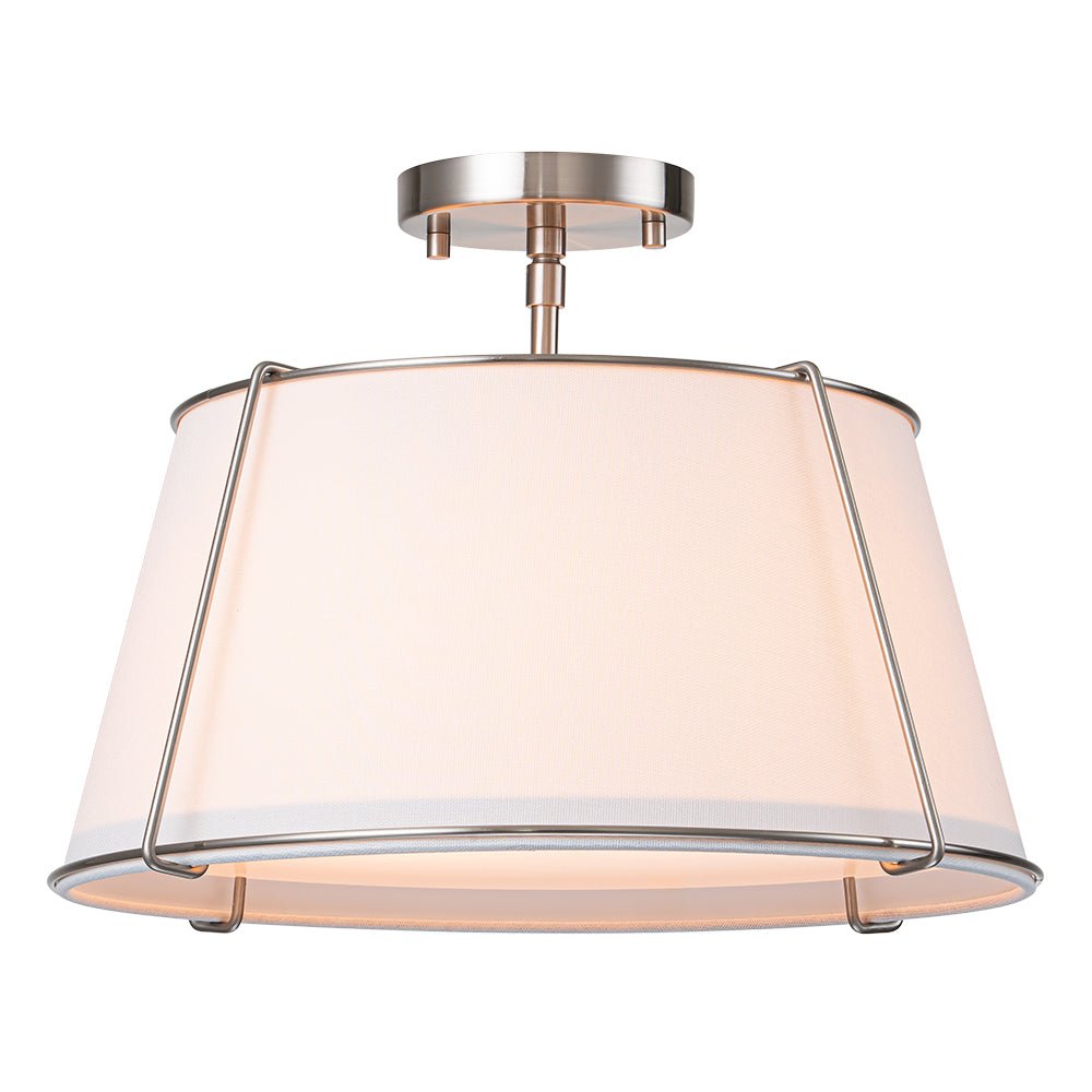 Linen Semi-Flush Ceiling Light – E12 – Contemporary – Metal & Linen
