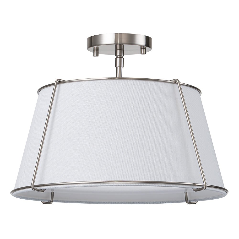 Linen Semi-Flush Ceiling Light – E12 – Contemporary – Metal & Linen