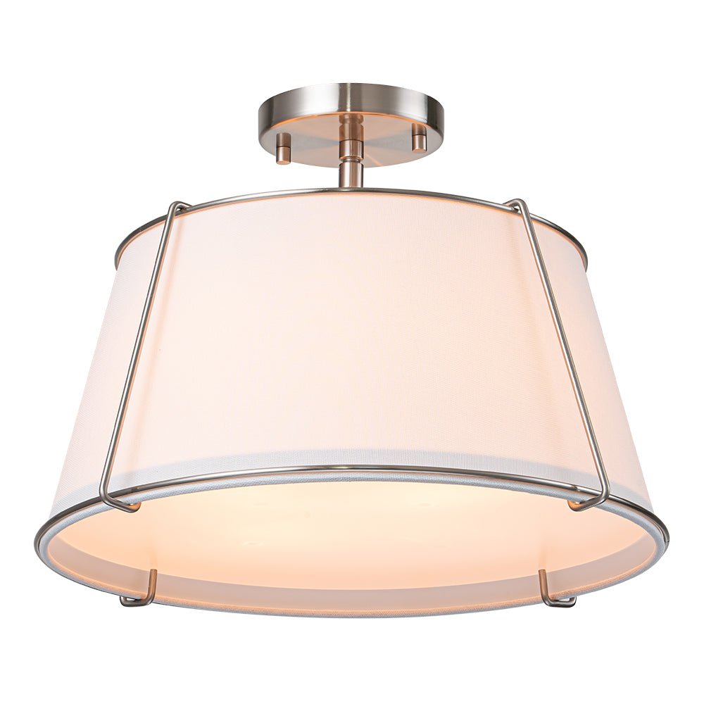 Linen Semi-Flush Ceiling Light – E12 – Contemporary – Metal & Linen