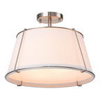 Linen Semi-Flush Ceiling Light – E12 – Contemporary – Metal & Linen