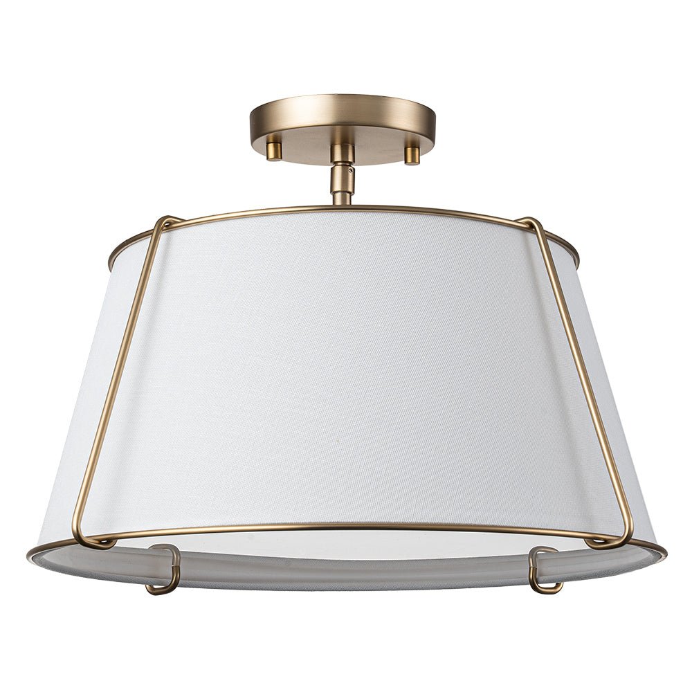 Linen Semi-Flush Ceiling Light – E12 – Contemporary – Metal & Linen