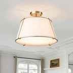 Linen Semi-Flush Ceiling Light – E12 – Contemporary – Metal & Linen