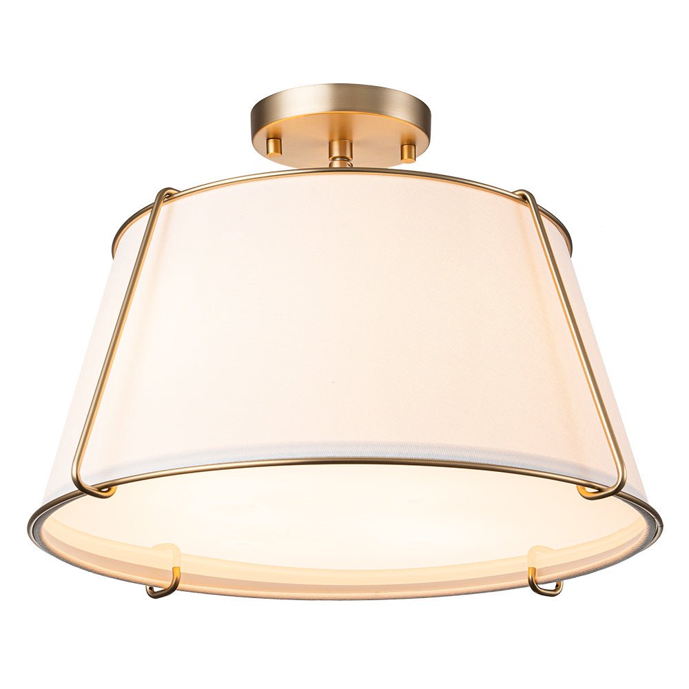 Linen Semi-Flush Ceiling Light – E12 – Contemporary – Metal & Linen