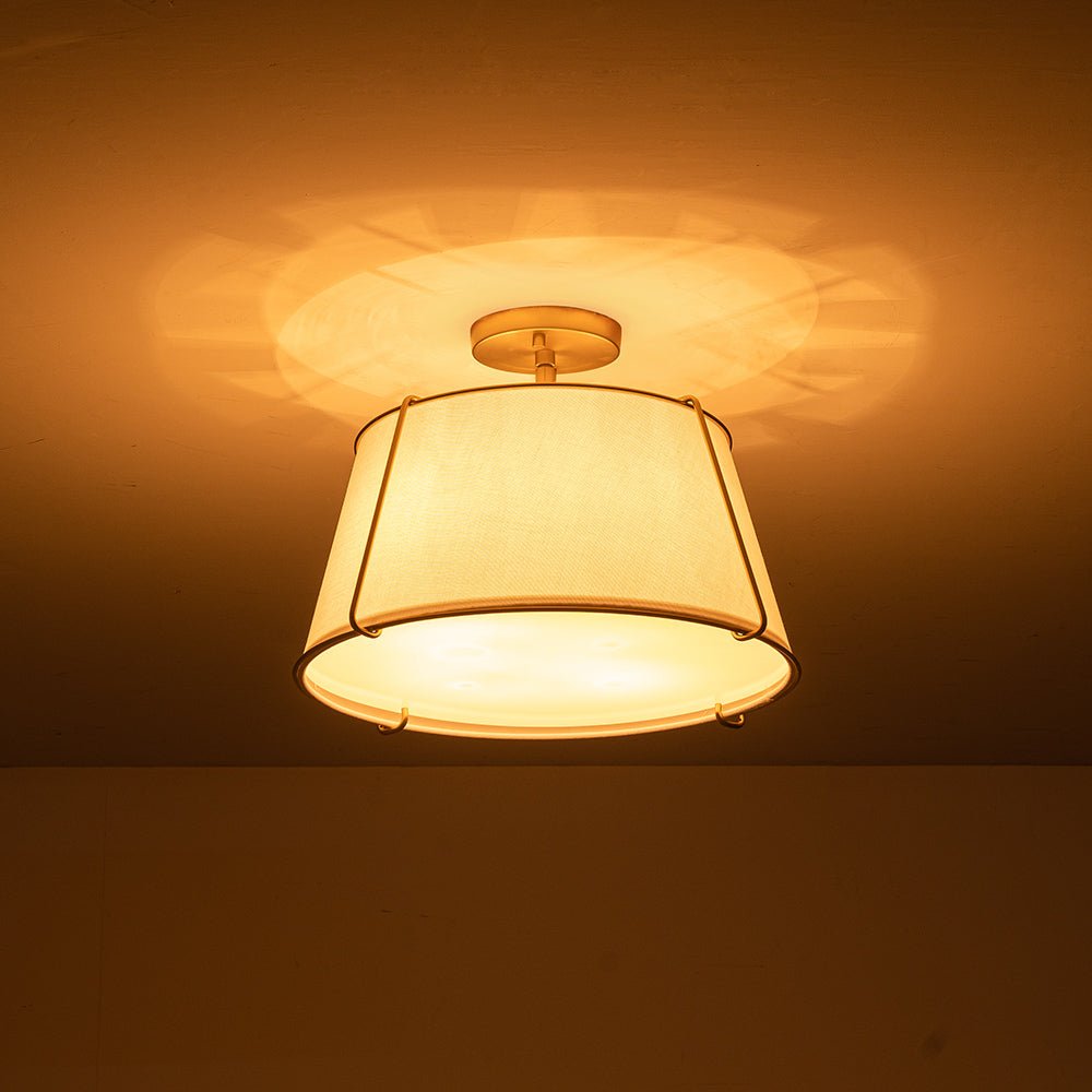 Linen Semi-Flush Ceiling Light – E12 – Contemporary – Metal & Linen