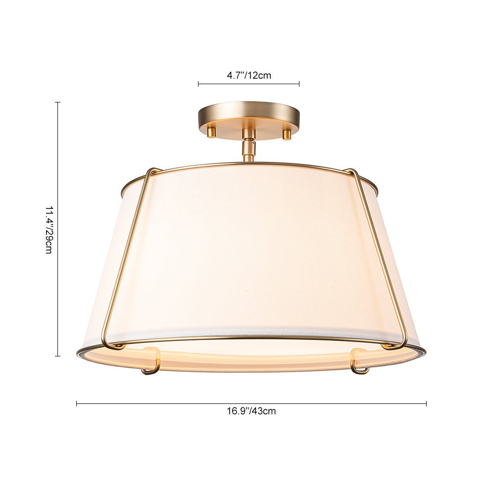 Linen Semi-Flush Ceiling Light – E12 – Contemporary – Metal & Linen