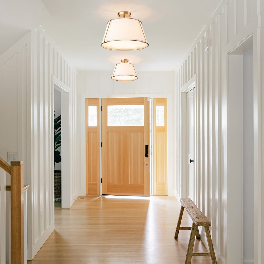 Linen Semi-Flush Ceiling Light – E12 – Contemporary – Metal & Linen
