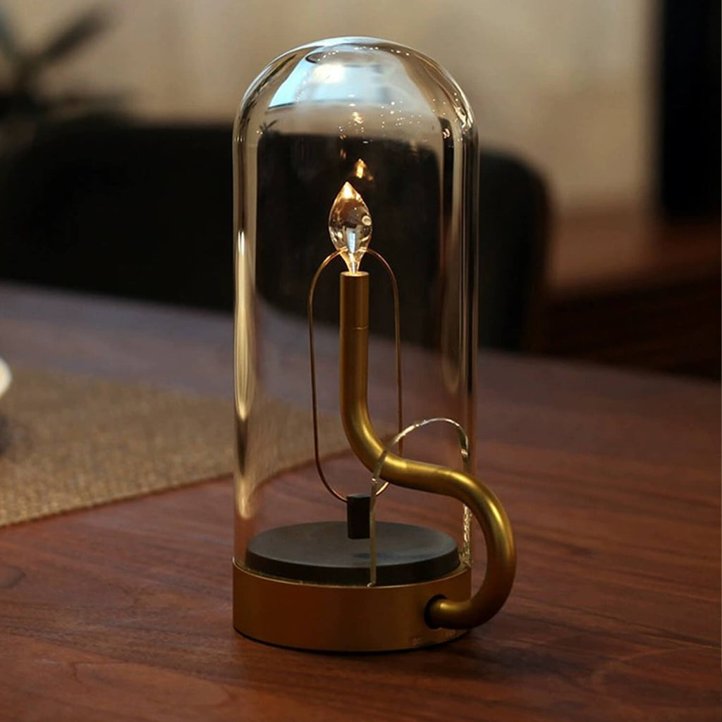 Cordless Candlestick Table Lamp – Vintage – Aluminium & Glass