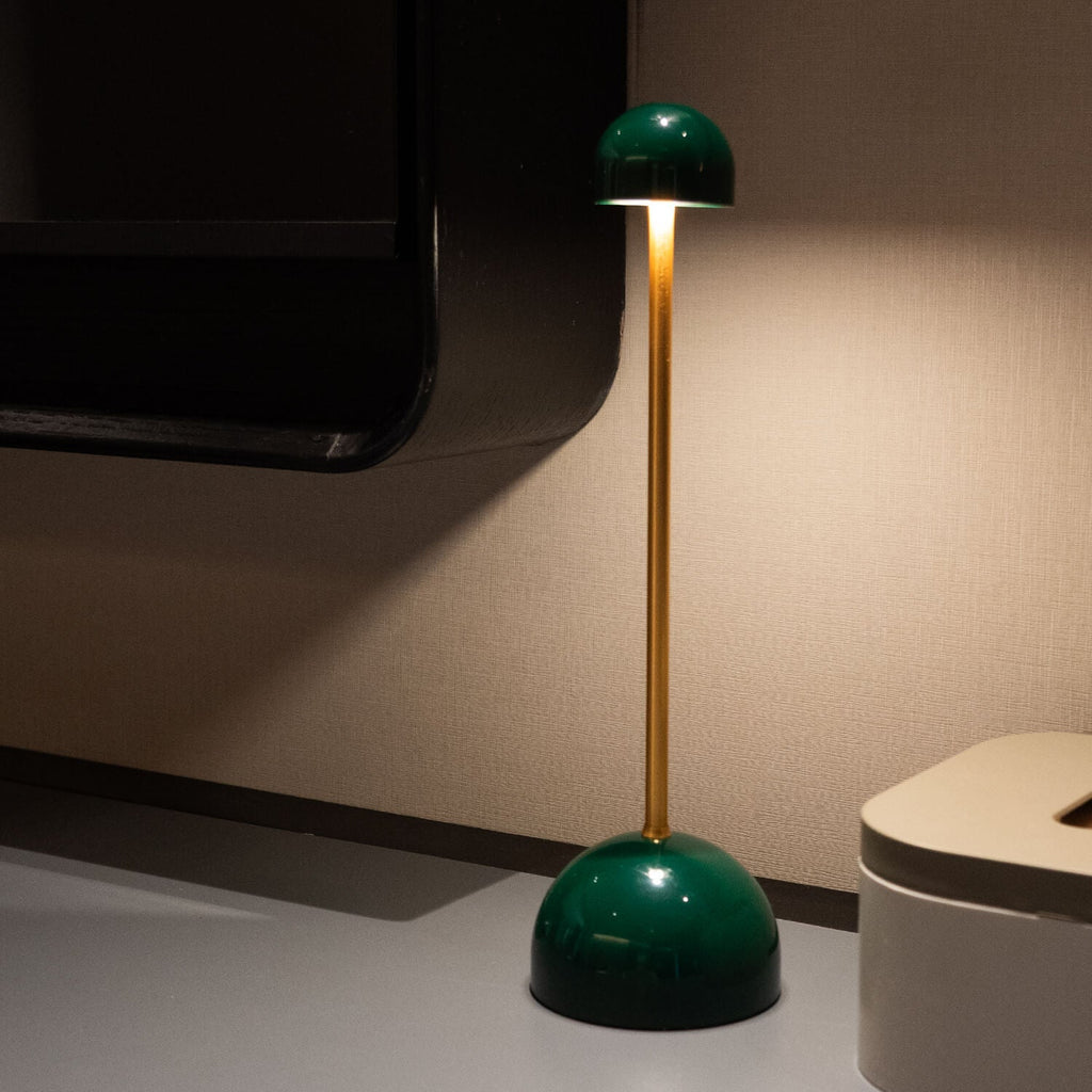 Cordless Table Lamp – LED – Classic – Aluminium – Green/Brass – 31.5cm