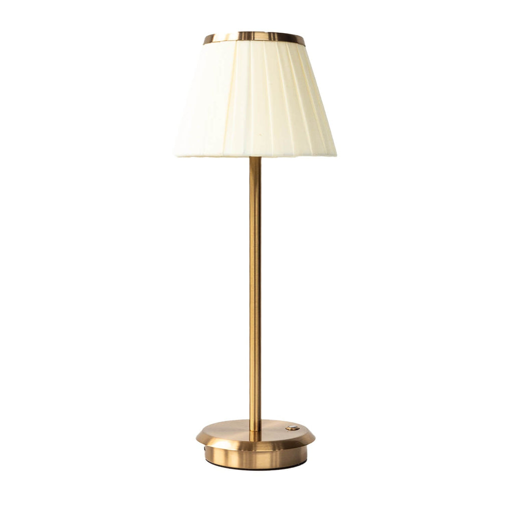 Cordless Fabric Shade Table Lamp – Minimalist – Iron & Fabric – Gold