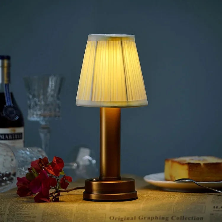 Cordless Fabric Shade Table Lamp – Minimalist – Aluminium & Fabric