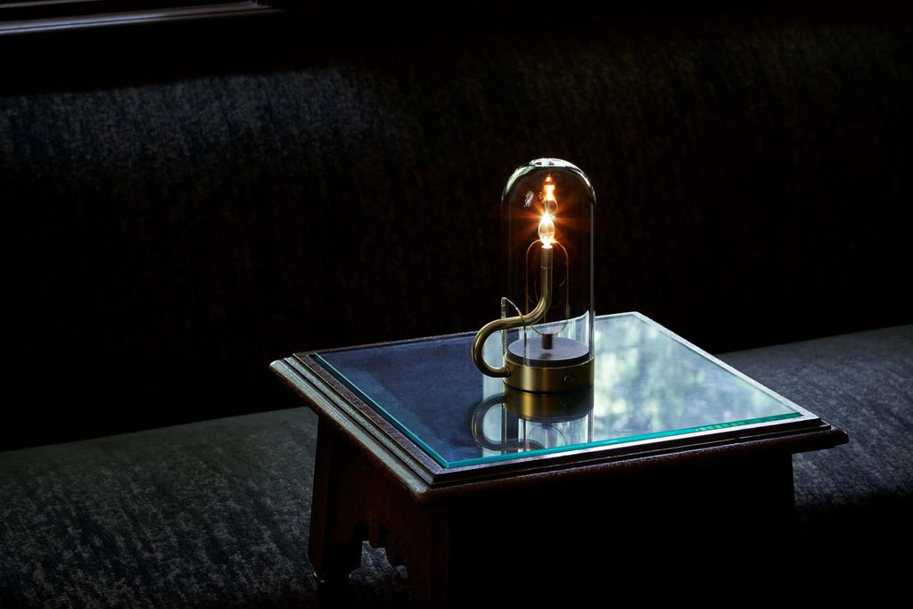 Cordless Candlestick Table Lamp – Vintage – Aluminium & Glass